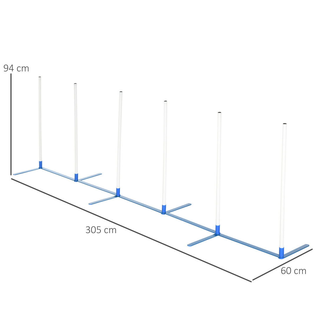 Dog Agility Equipment Training Adjustable Obstacle Course Set with 6 Weaves Poles Storage Bag for Pet Outdoor Games Exercise