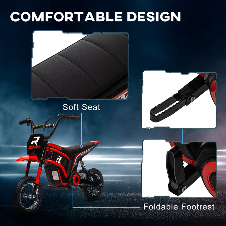 24V Electric Motorbike with Twist Grip Throttle, Music, Horn, 12" Pneumatic Tyres, 16km/h Max Speed - Red
