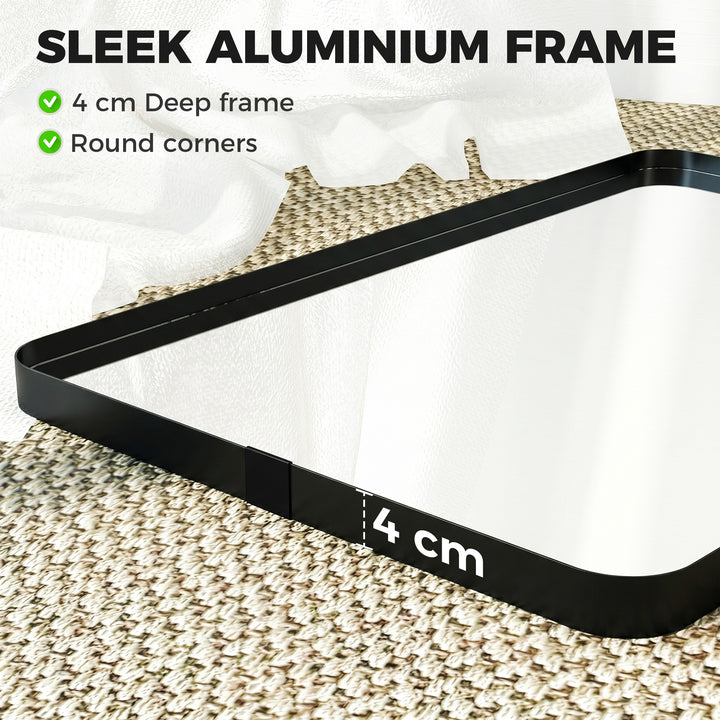 Rectangular Wall Mirror, 90 x 60 cm Wall Mounted Bathroom Mirror with 
