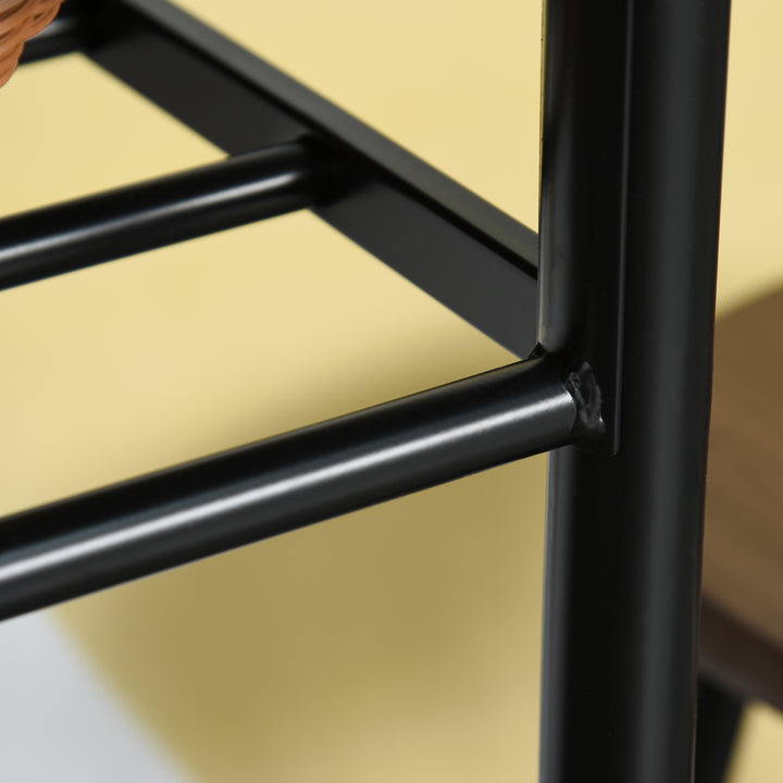Bar Table Set, Bar Table and Stools Set, Footrest and Storage Shelf, for Kitchen, Dining Room, Pub, Cafe, Black and Oak