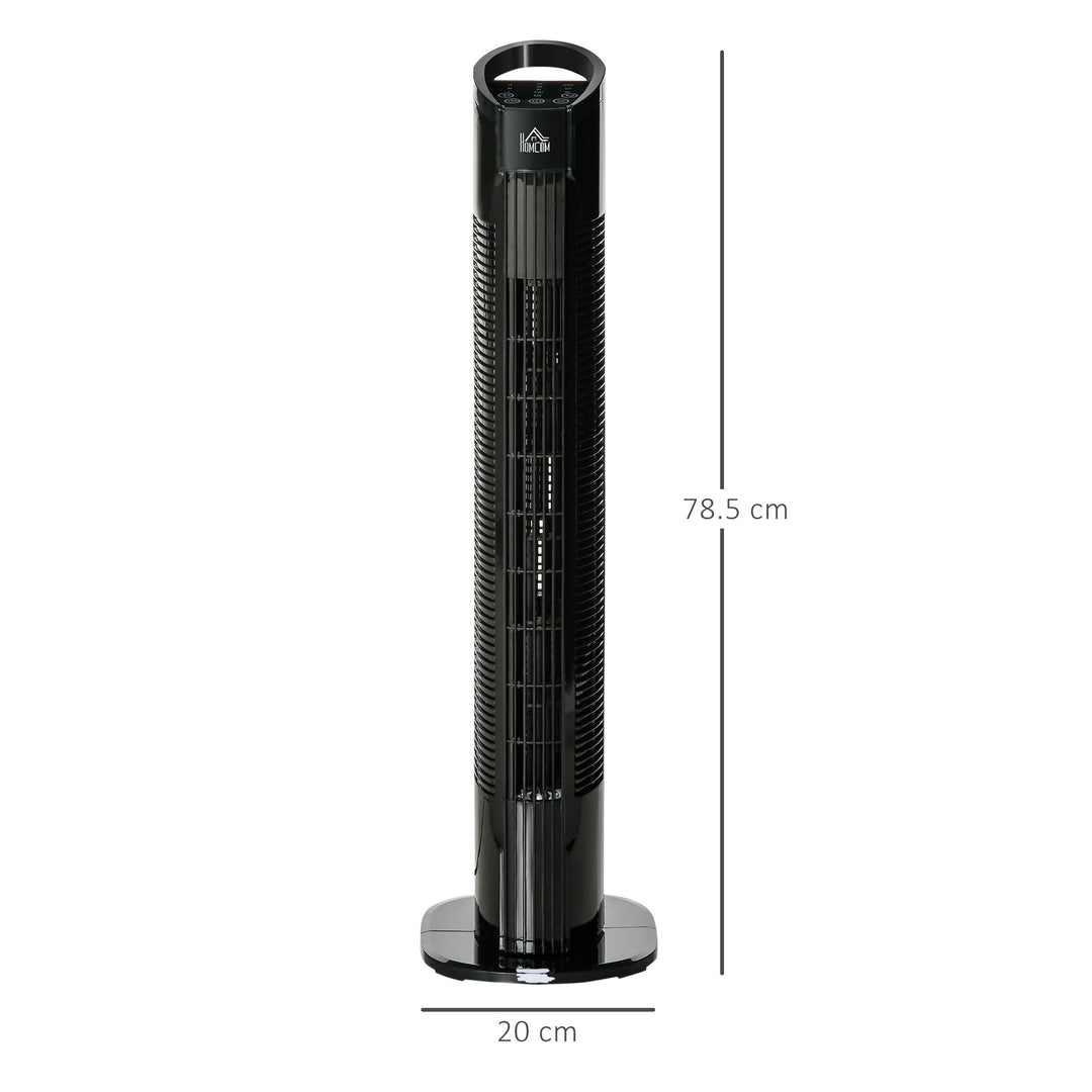 HOMCOM Freestanding Tower Fan, 3 Speed 3 Mode, 7.5h Timer, 70 Degree Oscillation, LED Panel, 5M Remote Controller, Black | Aosom UK