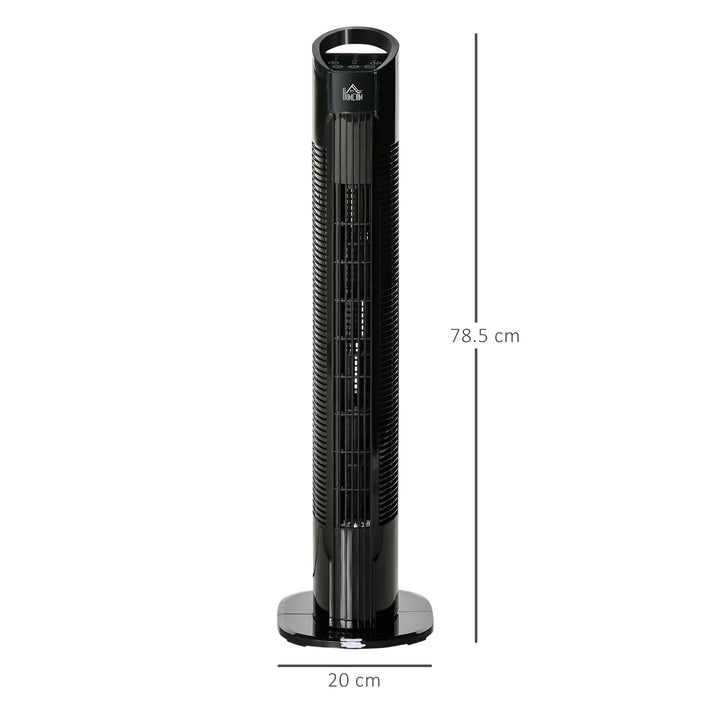 HOMCOM Freestanding Tower Fan, 3 Speed 3 Mode, 7.5h Timer, 70 Degree Oscillation, LED Panel, 5M Remote Controller, Black | Aosom UK