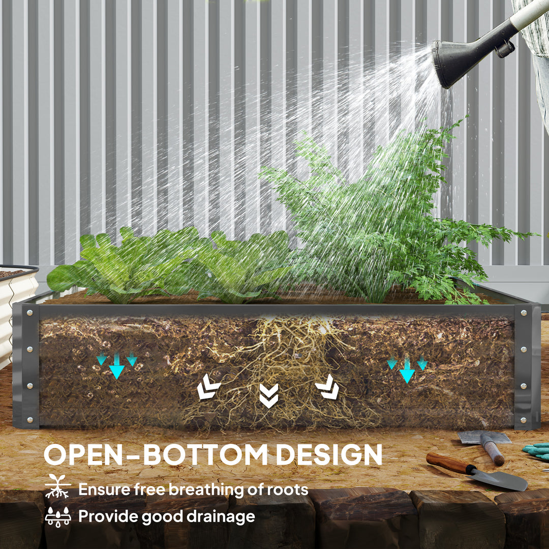 432L Square Raised Garden Bed Box Steel Frame for Vegetables, Flowers and Herbs, 120 x 120 x 30cm, Light Grey