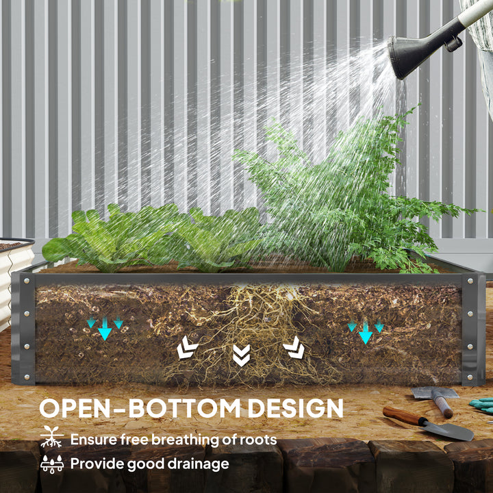 432L Square Raised Garden Bed Box Steel Frame for Vegetables, Flowers and Herbs, 120 x 120 x 30cm, Light Grey