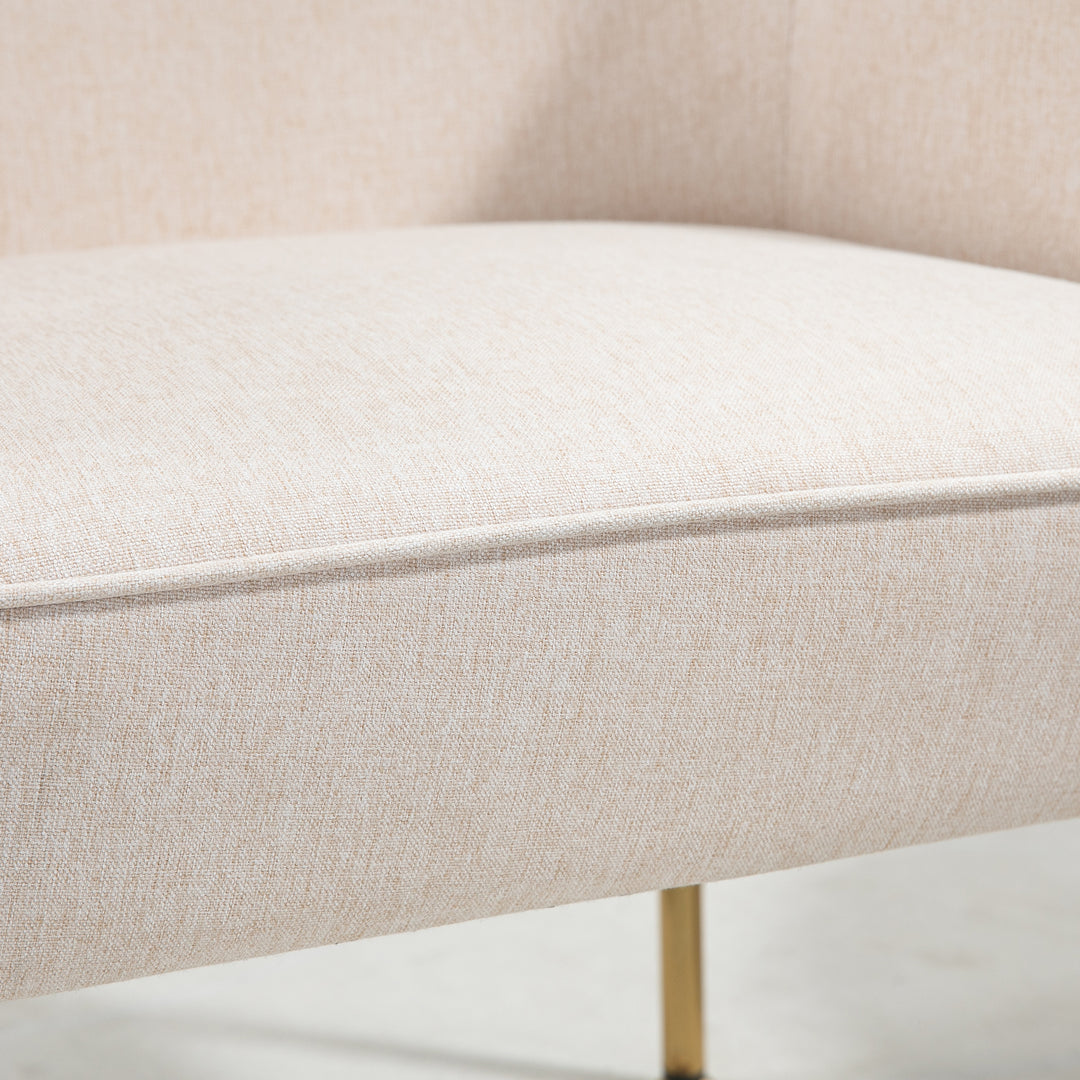 Fabric Accent Chair, Modern Armchair with Metal Legs for Living Room, Bedroom, Home Office, Cream