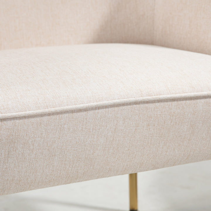 Fabric Accent Chair, Modern Armchair with Metal Legs for Living Room, Bedroom, Home Office, Cream