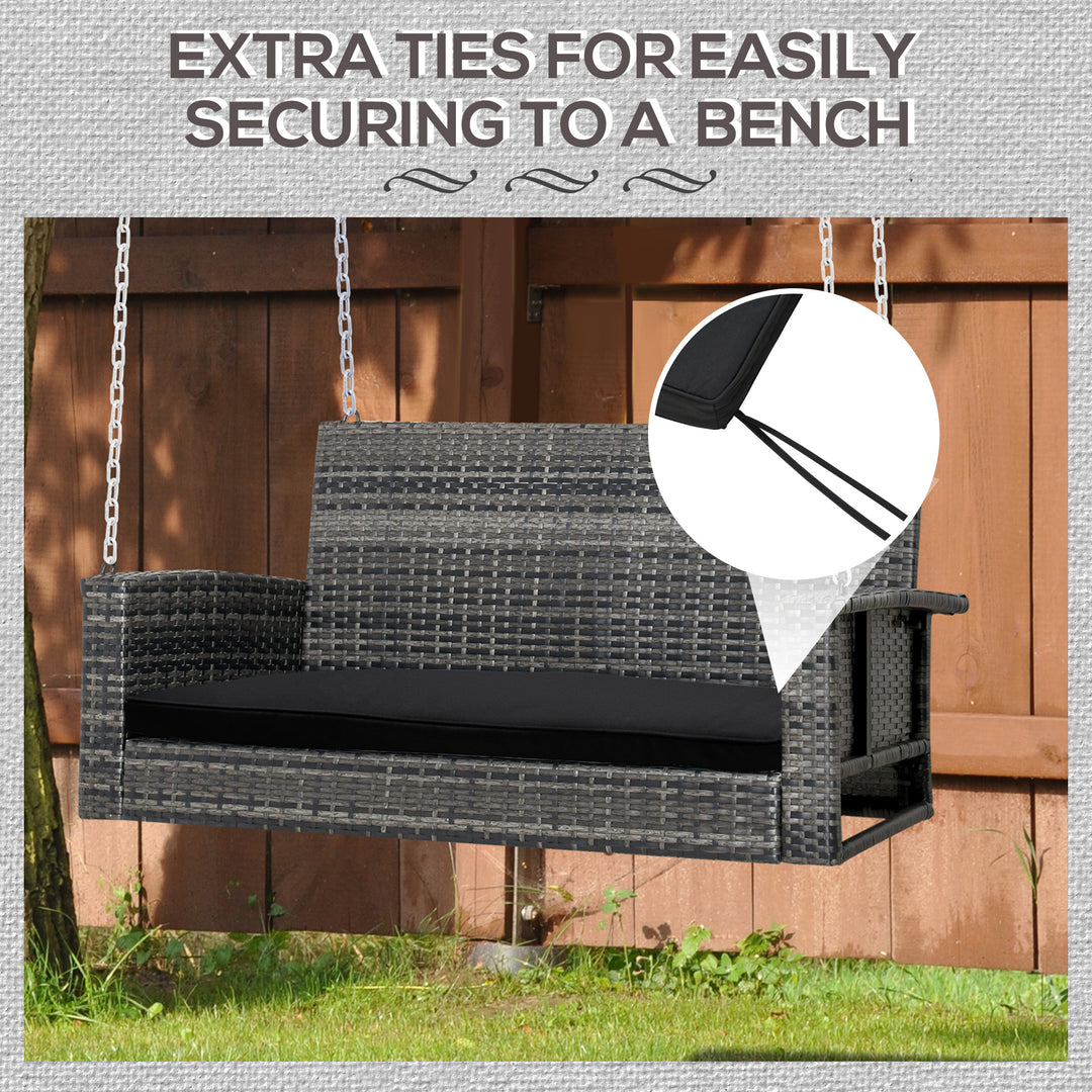 2-Seater Garden Bench Cushion with Ties, Swing Chair Cushion, Replacement Cushion for Outdoor Furniture, 110 x 46 cm, Black