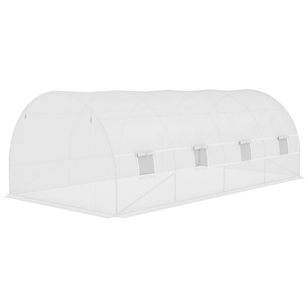 MCL Greenhouse Replacement Cover ONLY Winter Garden Plant PE Cover with Roll-up Windows Door, 6 x 3 x 2m White