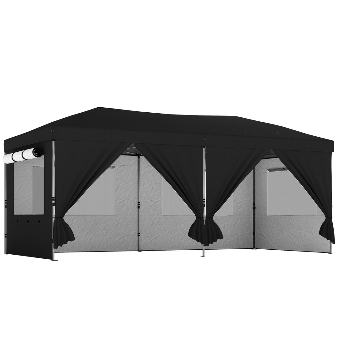 3 x 6 m Pop Up Canopy with UV50+ Protection Garden Gazebo with 6 Sidew
