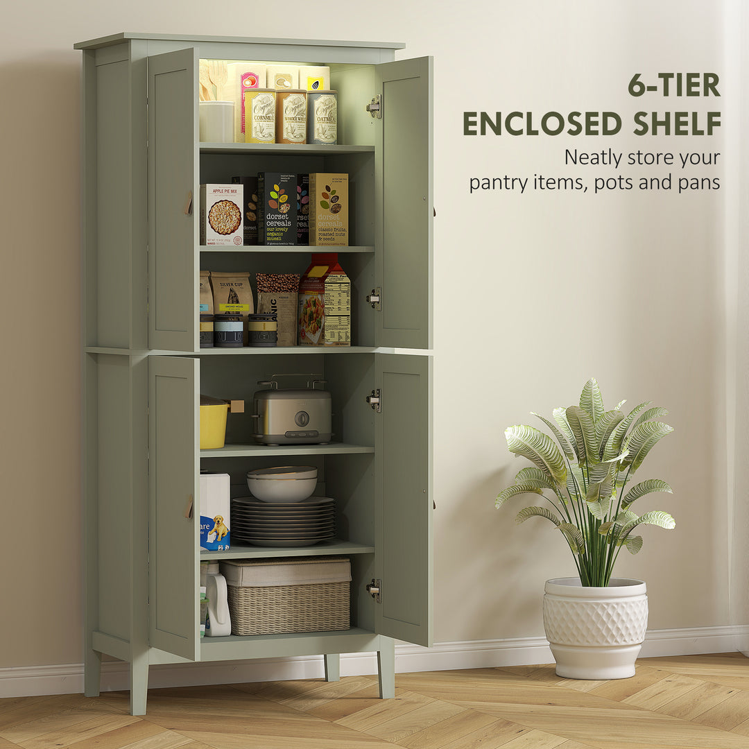 Tall Pantry Cupboard with Motion Sensor LED Light - Green