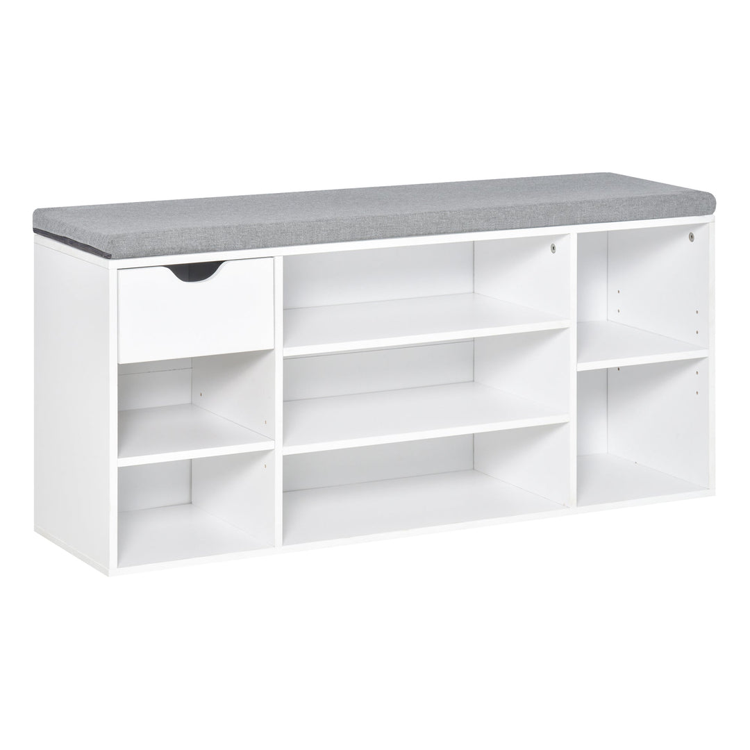 Shoe Storage Bench with Cushion - White