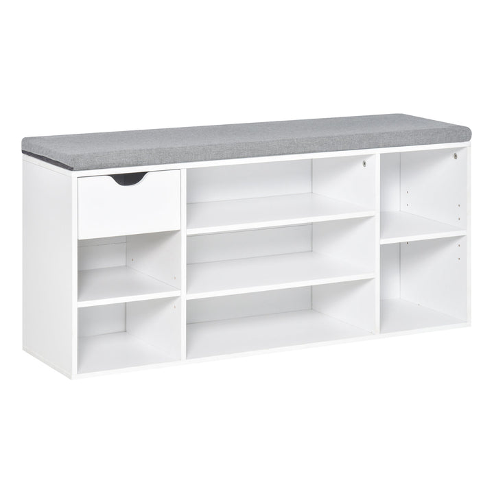 Shoe Storage Bench with Cushion - White