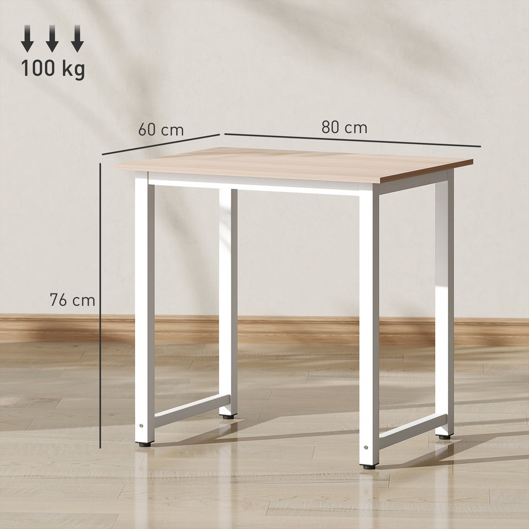 Computer Desk, Writing Table, 80 x 60 x 76cm Workstation for Home Office, Study with Metal Frame, Simple Assembly, White