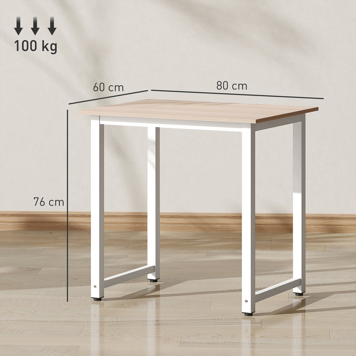 Computer Desk, Writing Table, 80 x 60 x 76cm Workstation for Home Office, Study with Metal Frame, Simple Assembly, White