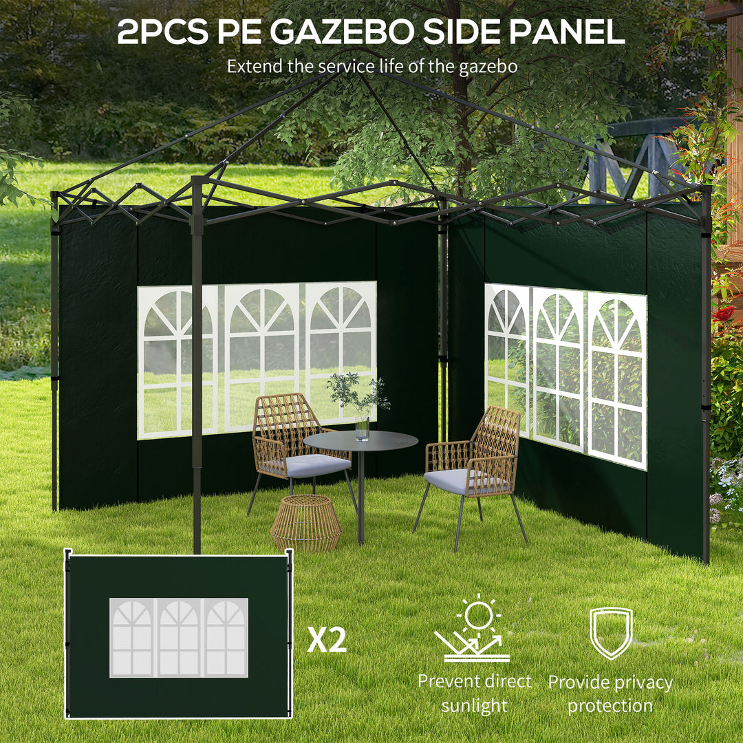 Outsunny Gazebo Side Panels, Sides Replacement with Window for 3x3(m) or 3x6m Gazebo Canopy, 2 Pack, Green