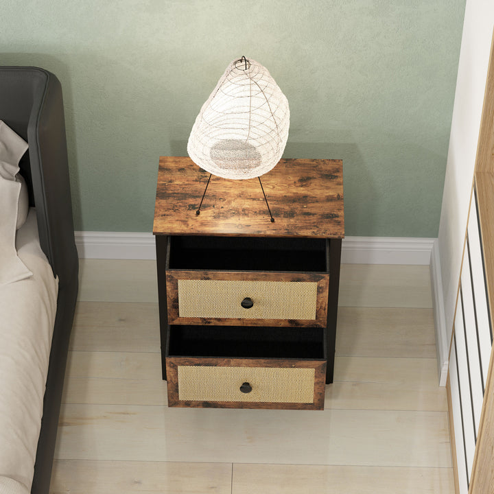 Industrial-Natural Bedside Table Set of 2 - Brown