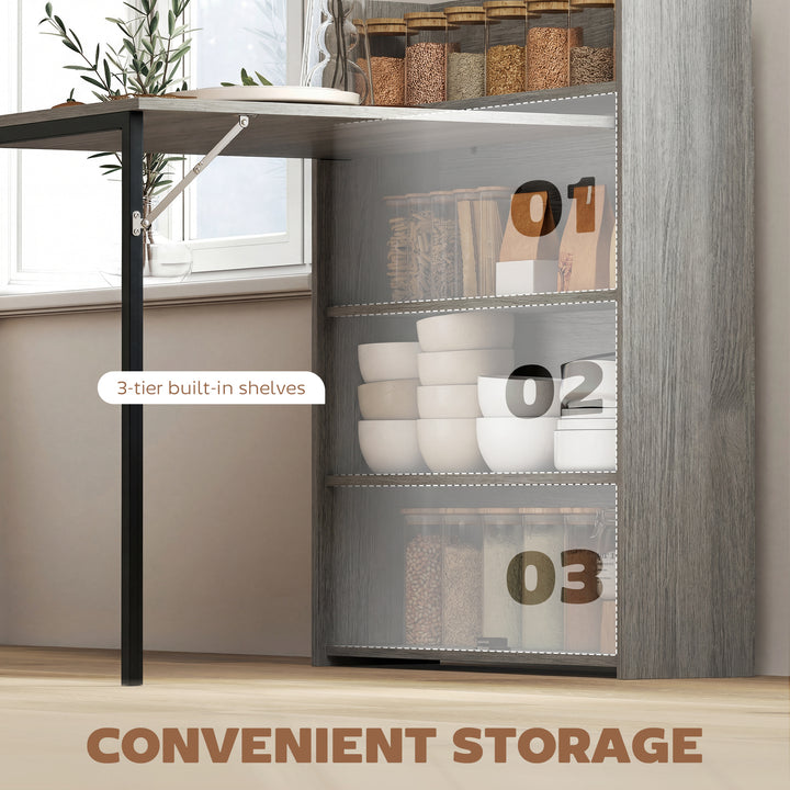 Kitchen Table, Folding Dining Table, with 4-Tier Shelves, Modern Drop-