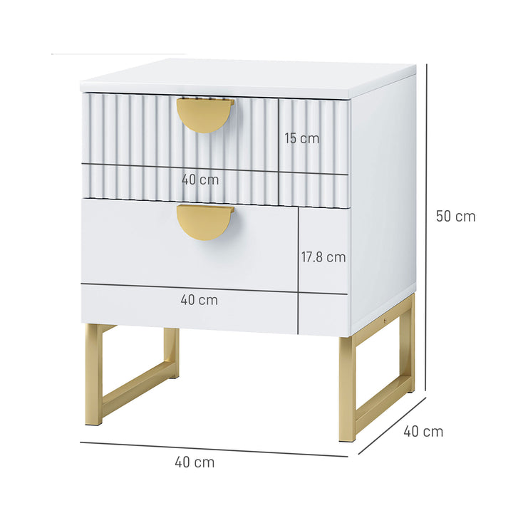 Elegant Two-Drawer Bedside Table - White