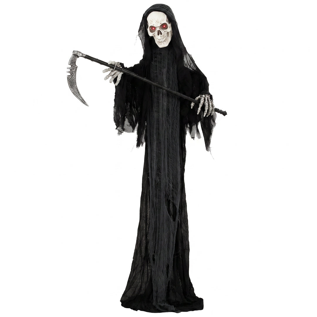 183cm Life Size Animated Grim Reaper Halloween Decoration, Scary Hallo