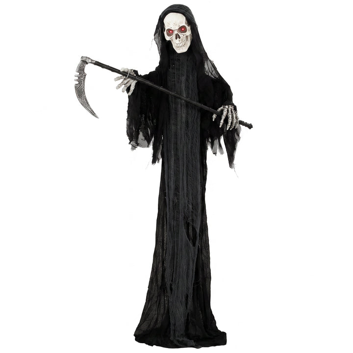 183cm Life Size Animated Grim Reaper Halloween Decoration, Scary Hallo