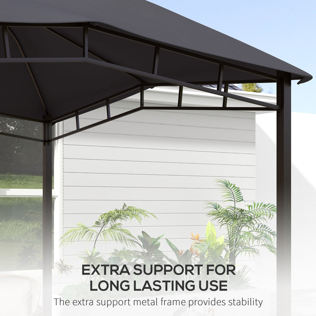 3x3(m) Outdoor Gazebo Garden Gazebo Pavilion Sunshade Canopy Tent with Steel Frame, Grey