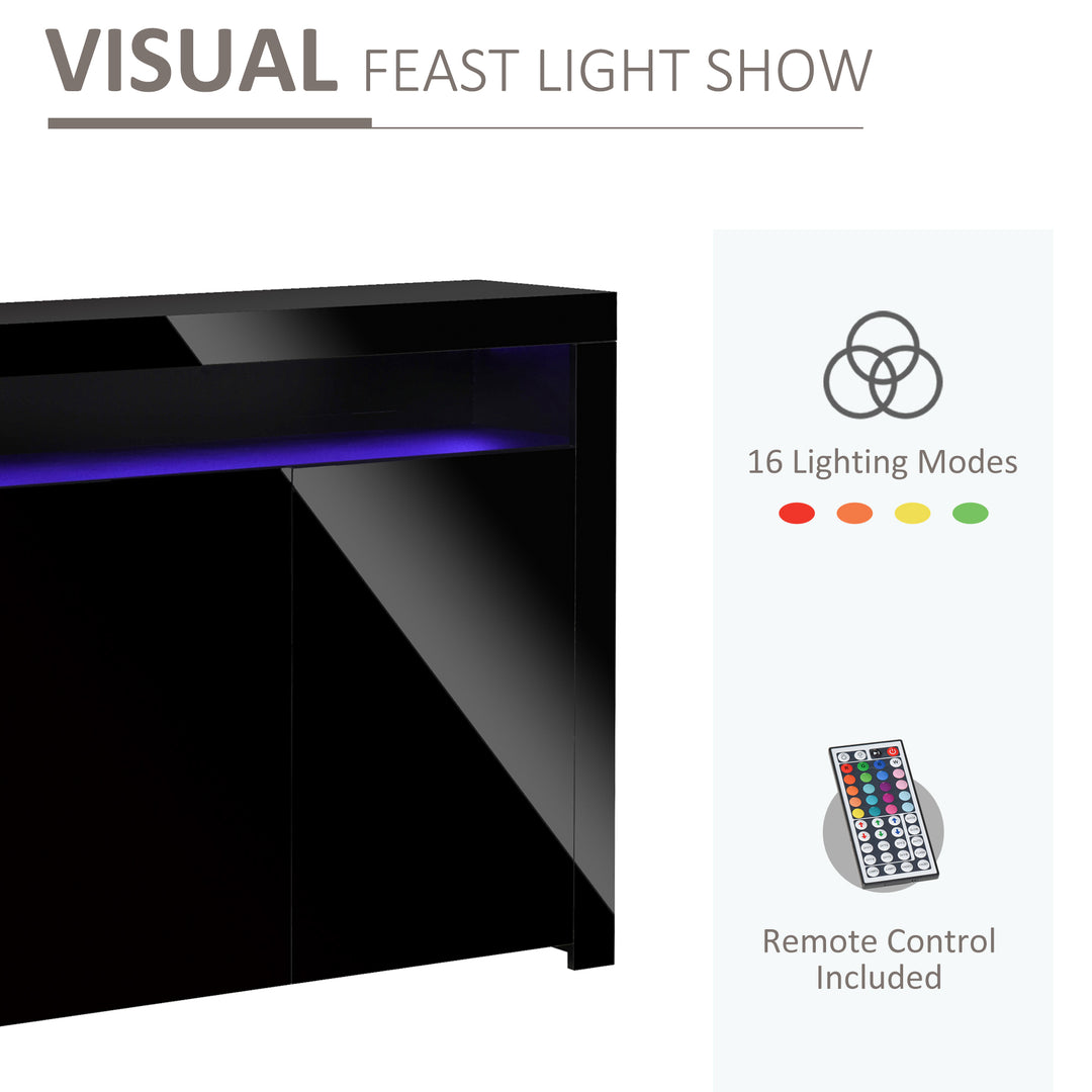 LED Storage Cabinet, Cupboard with High Gloss Front and RGB Lighting, Modern Sideboard for Entryway, Dining Area, Living Room, Black