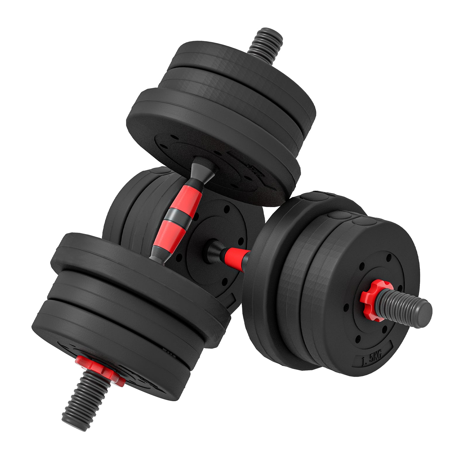 20kg 2 IN 1 Adjustable Dumbbells Weight Set, Dumbbell Hand Weight Barbell for Body Fitness, Lifting Training for Home, Office, Gym, Black
