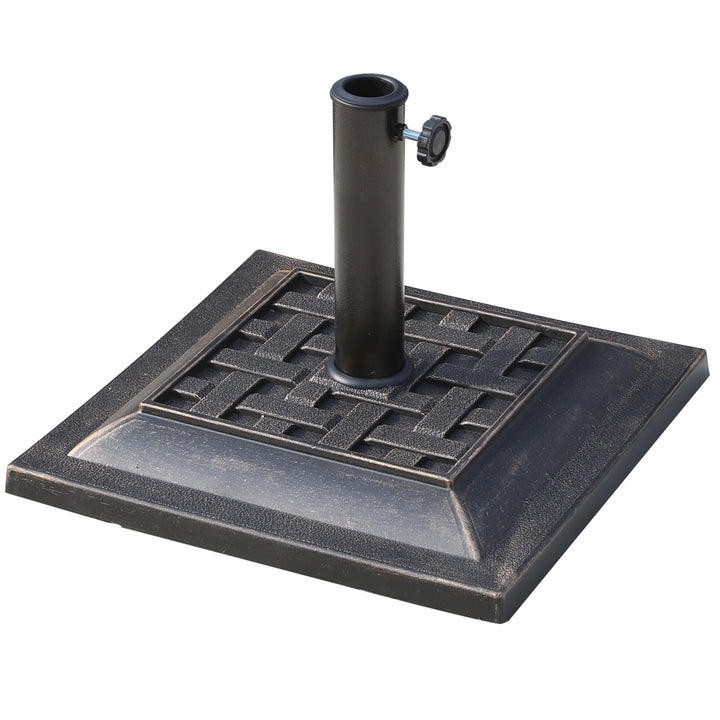 9kg Square Garden Parasol Base Holder Resin Outdoor Market Umbrella Stand with Adjustable Coupler, Bronze