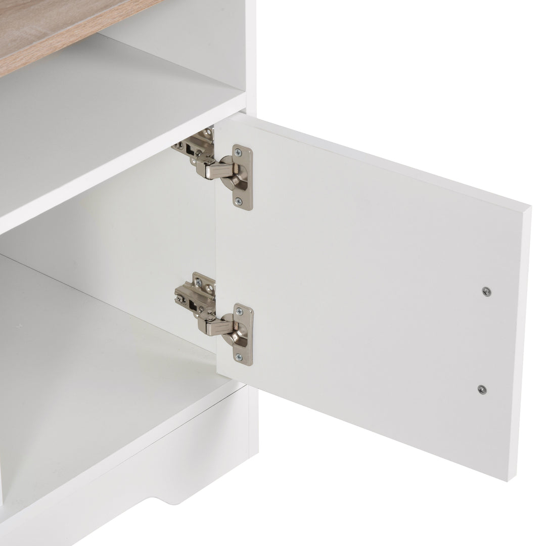 TV Stand Cabinet up to 50", Modern TV Unit with Storage, Open Shelves and Cable Management for Living Room, Bedroom, White
