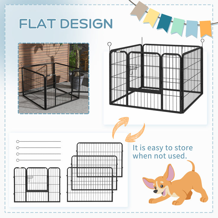 PawHut Heavy Duty Dog Playpen, 4 Panel Puppy Pen, Foldable Dog Kennel Both Indoor Outdoor Use Collapsible Design 82L x 82W x 60H (cm)