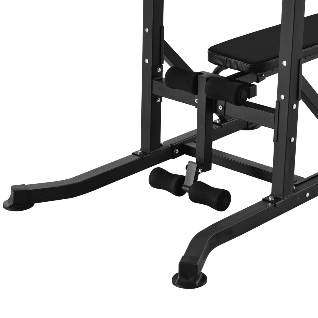Pull Up Station with Adjustable Weight Bench, Dip Station and Barbell Rack, Multi-Function Power Tower Free Standing Pull Up Bar for Home Gym