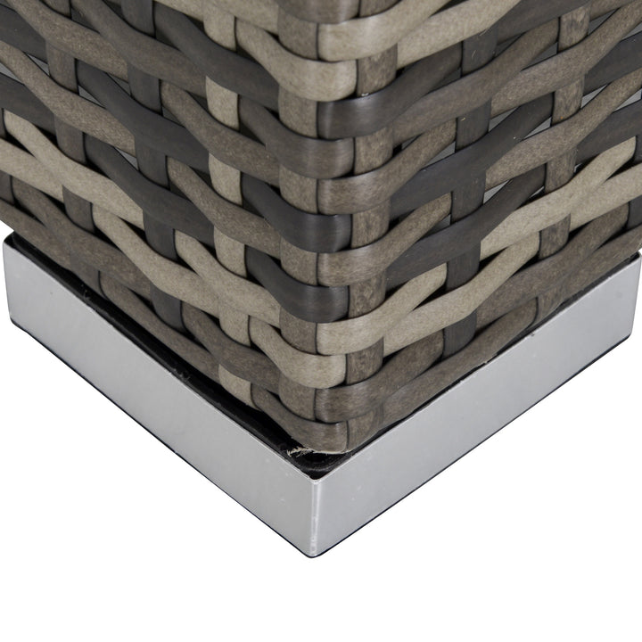 MCL Outdoor PE Rattan Corner Sofa, Garden Wicker Furniture Single Sofa Chair w/ Cushions, Deep Grey