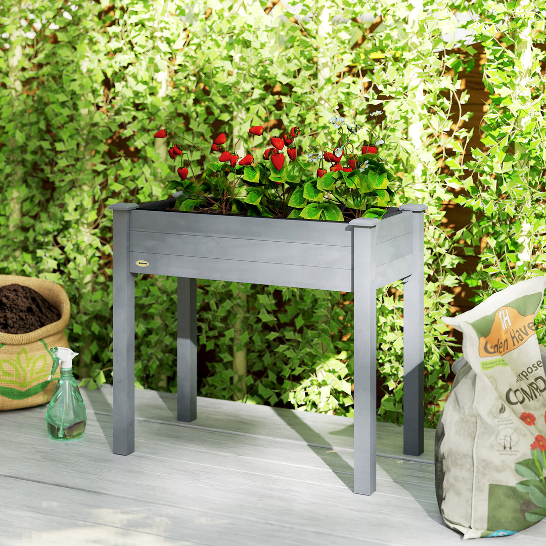 Raised Bed for Garden, Wooden Elevated Planter Box with Bed Liner, for