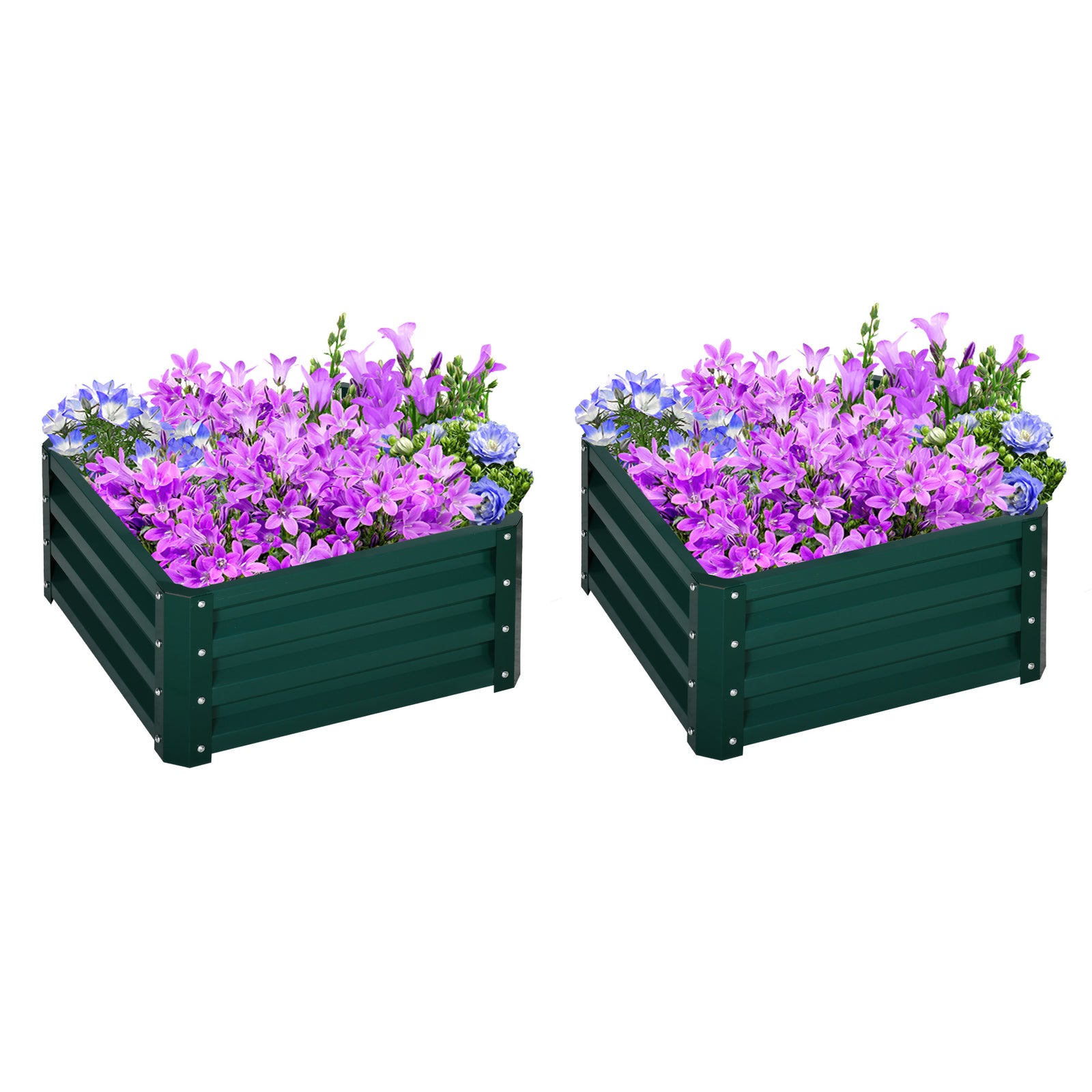 Set of Two 60 x 60cm Steel Planter Boxes - Green