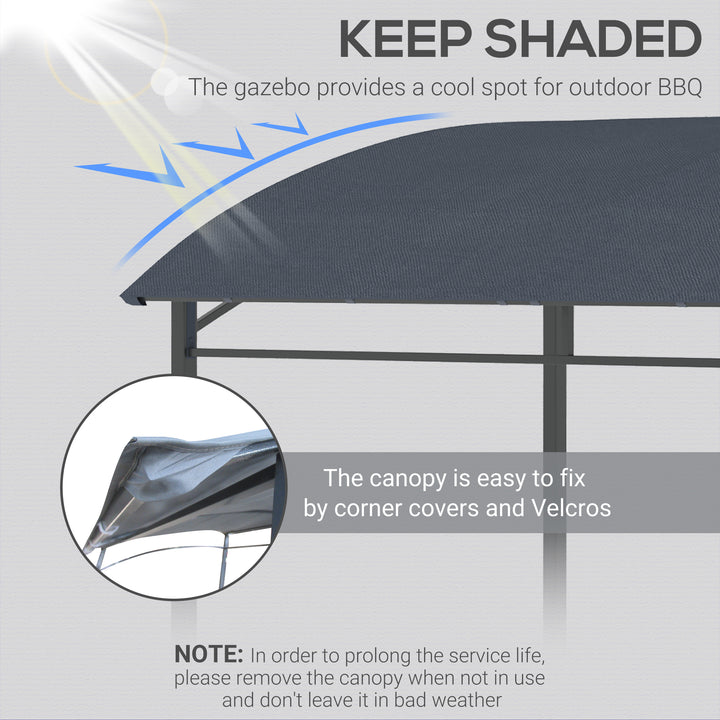 2.2 x 1.5 m BBQ Grill Gazebo Tent, Garden Grill with Metal Frame, Curved Canopy and 10 Hooks, Outdoor Sun Shade, Grey