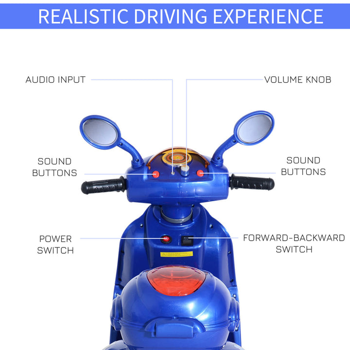 MCL Kids Electric Ride On Toy Car 6V Electric Motorbike with Chargeable Battery Headlight and Music for 3-5 Years - Blue