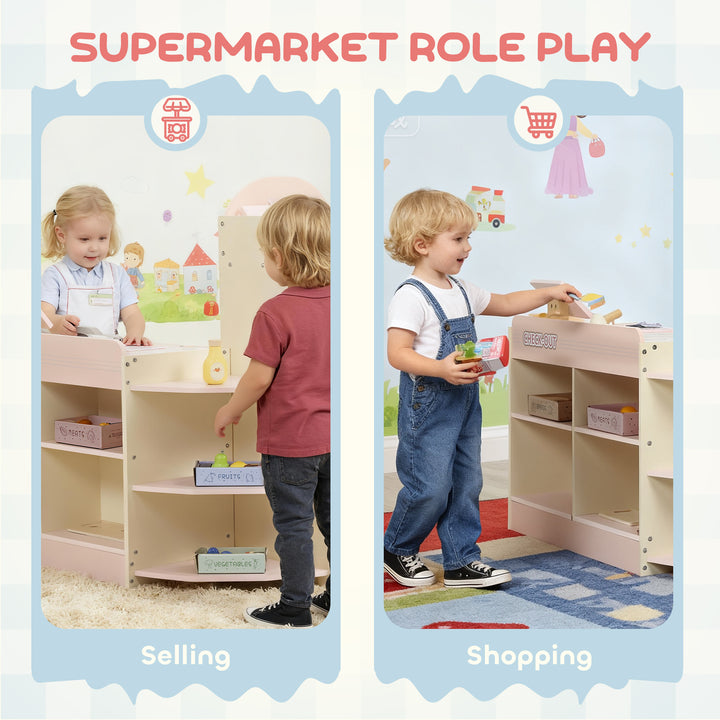Kids Grocery Store, Children Supermarket Playset with Cash Register, Vending Machine, Display Shelves