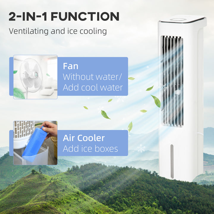 MCL Evaporative Air Cooler, 5L Water Tank Oscillating Ice Cooling Fan with 3 Modes, 3 Speeds, Remote Control, Timer, and Oscillation, White