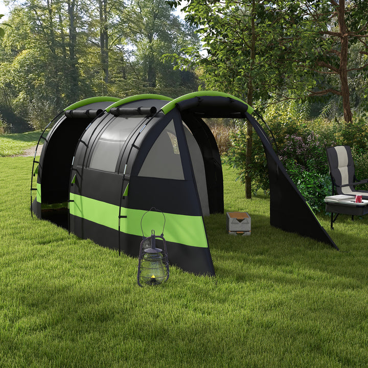 Outsunny Blackout Camping Tent for 4-5 Person, with Bedroom & Living Room, 3000mm Waterproof, for Fishing Hiking Festival, Black