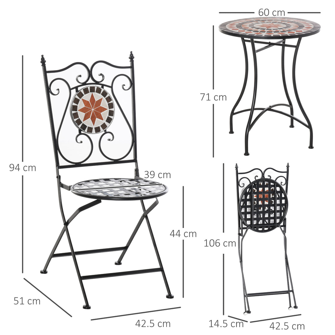 Three-Piece Mosaic Bistro Table Set - Multicoloured