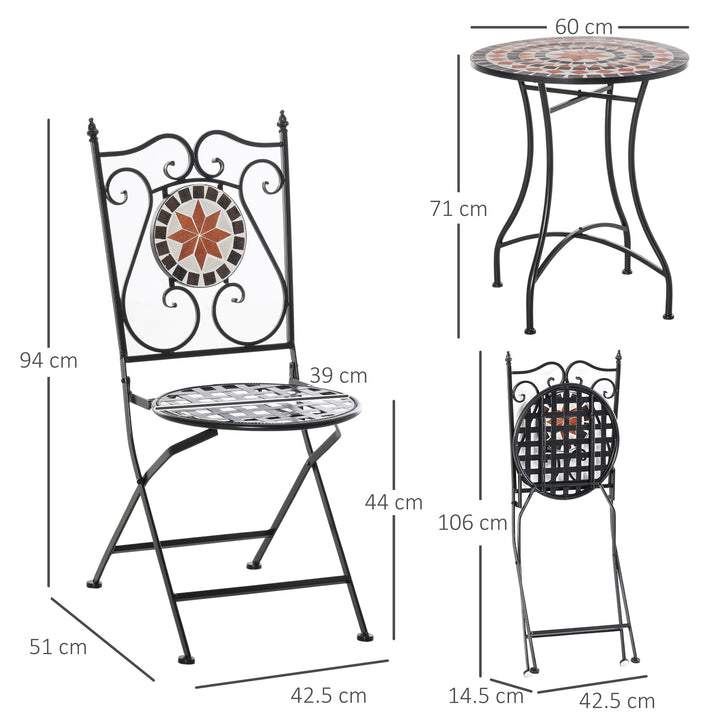 Three-Piece Mosaic Bistro Table Set - Multicoloured