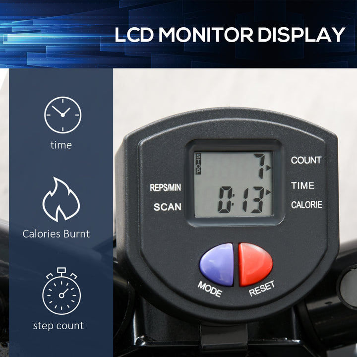 MCL Portable Mini Stepper, Exercise Fitness Machine for Legs Arms Thigh Toner Toning Machine, Stair Steps Workout Training Fitness, w/ Resistance Bands and Floor Mat, Black