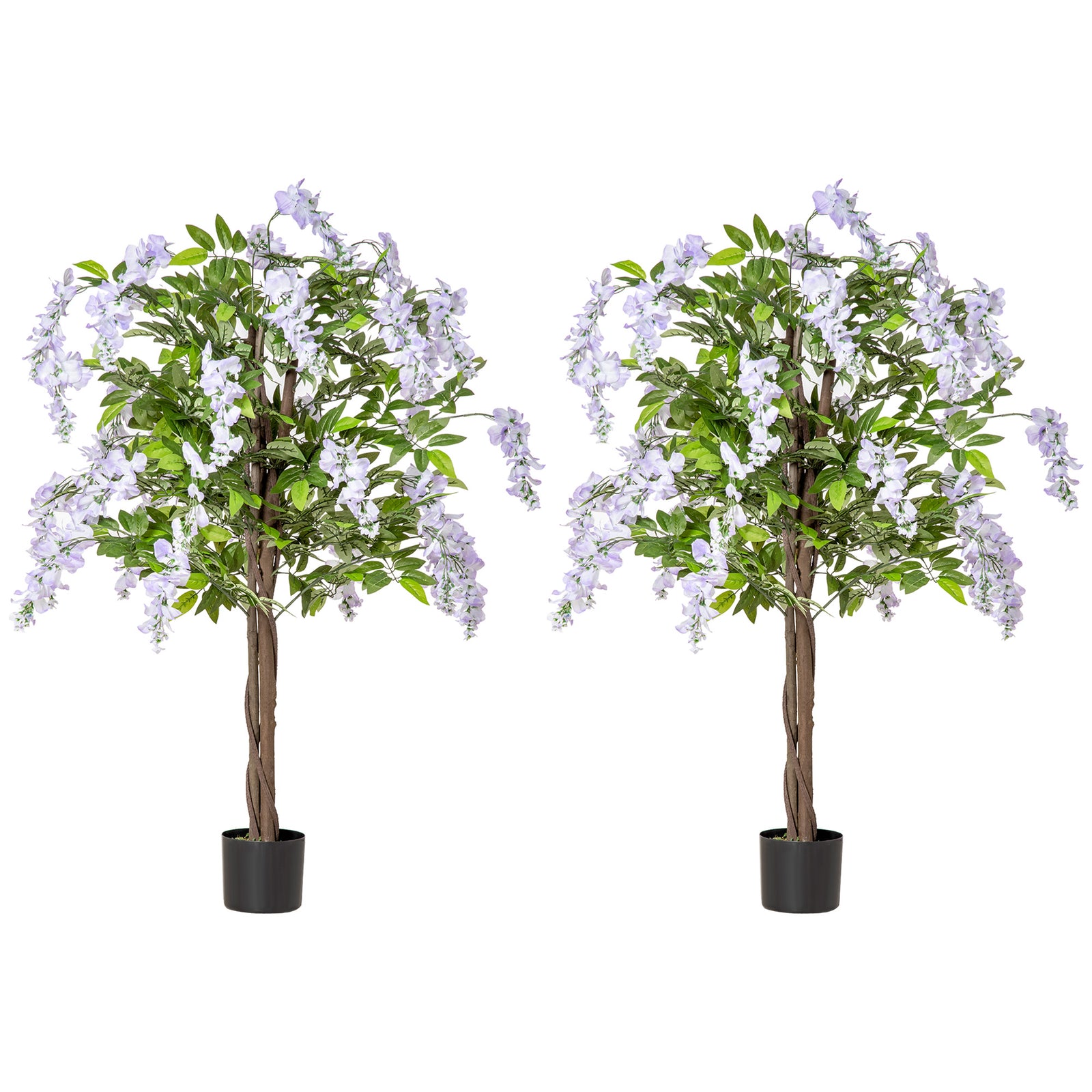 Set of 2 Artificial Plants Wisteria Floral in Pot, Fake Plants for Home Indoor Outdoor Decor, 100cm