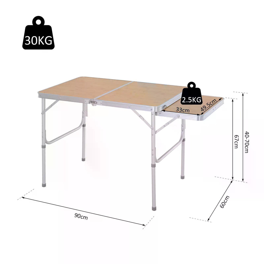 Outsunny Portable Folding Picnic Table, 3ft Aluminium Frame with MDF Top, Lightweight for Outdoor Use, Silver | Aosom UK