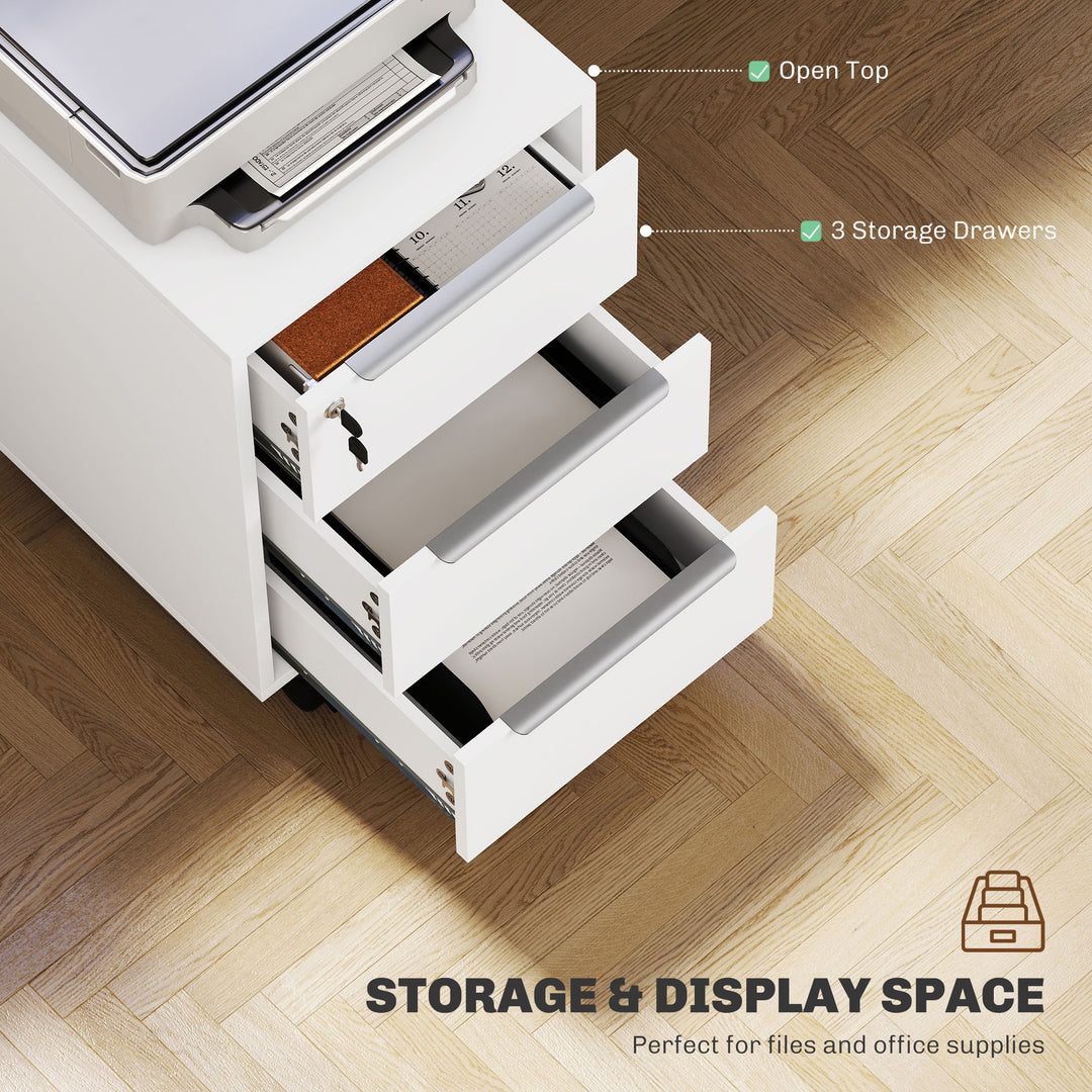 Three-Drawer Locking Filing Cabinet - White