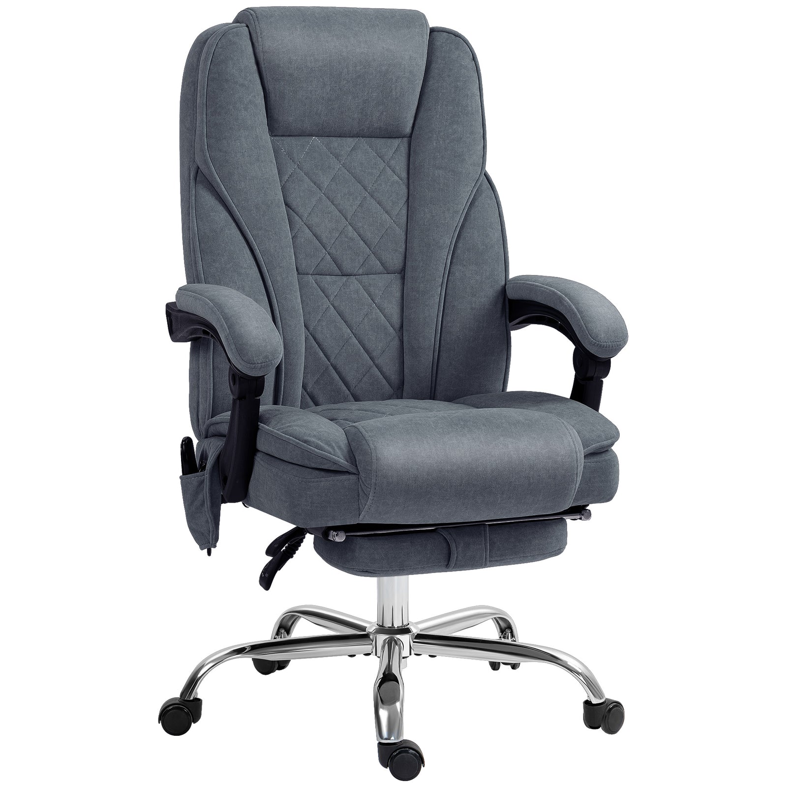 Massage Office Chair, Heated Reclining Computer Chair with Adjustable Height and Footrest, Dark Grey