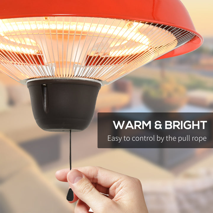 Outsunny 1500W Garden Electric Halogen Patio Heater Hanging Lamp Aluminum Outdoor Ceiling Mounted Heat Warmer