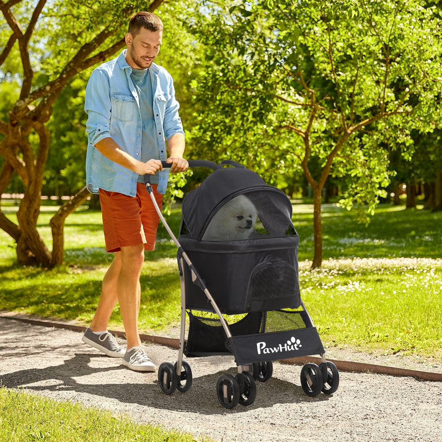3 In 1 Detachable Pet Stroller, for Extra Small and Small Dogs - Black