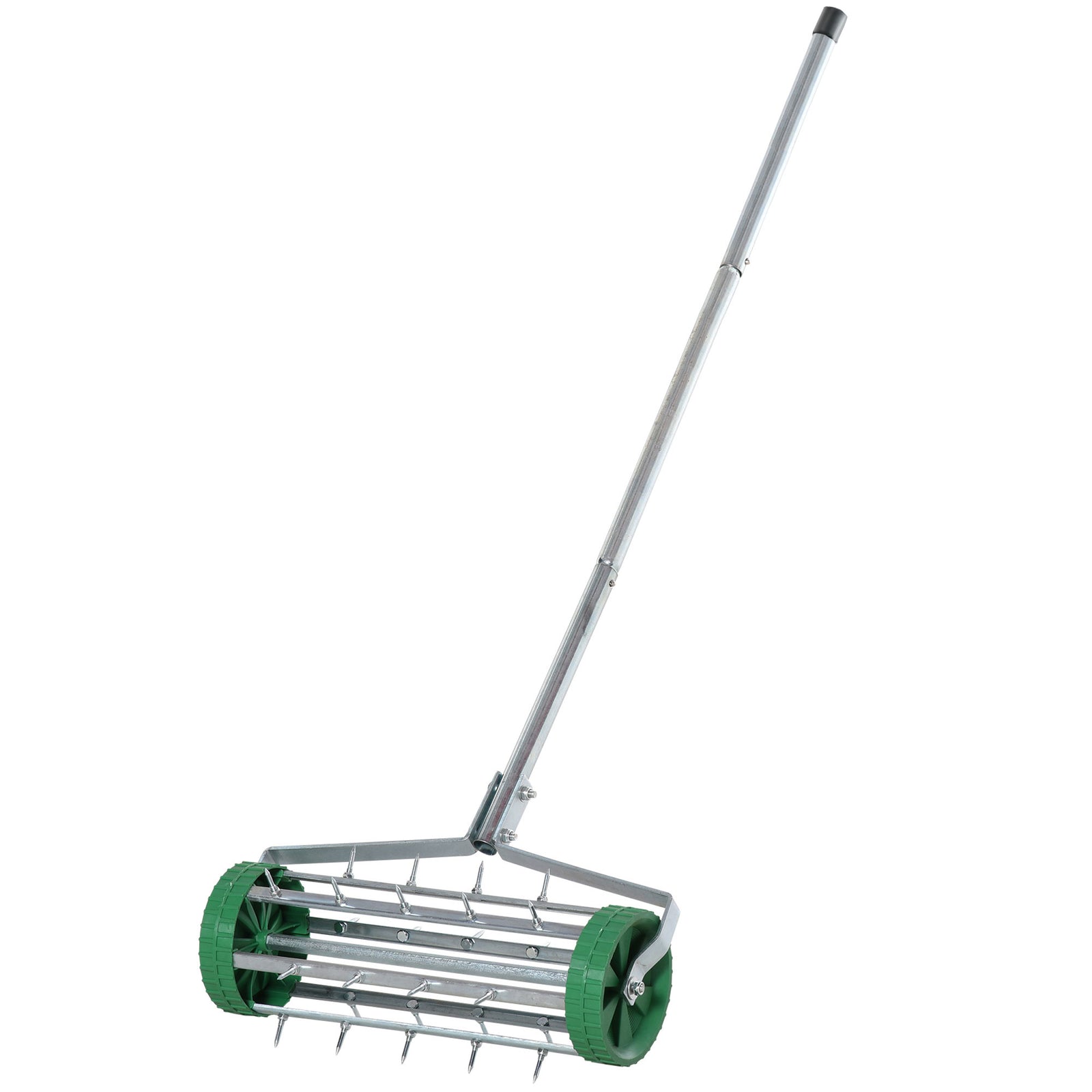 Garden Rolling Lawn Aerator Heavy Duty Steel Grass Roller w/ Adjustable Handle