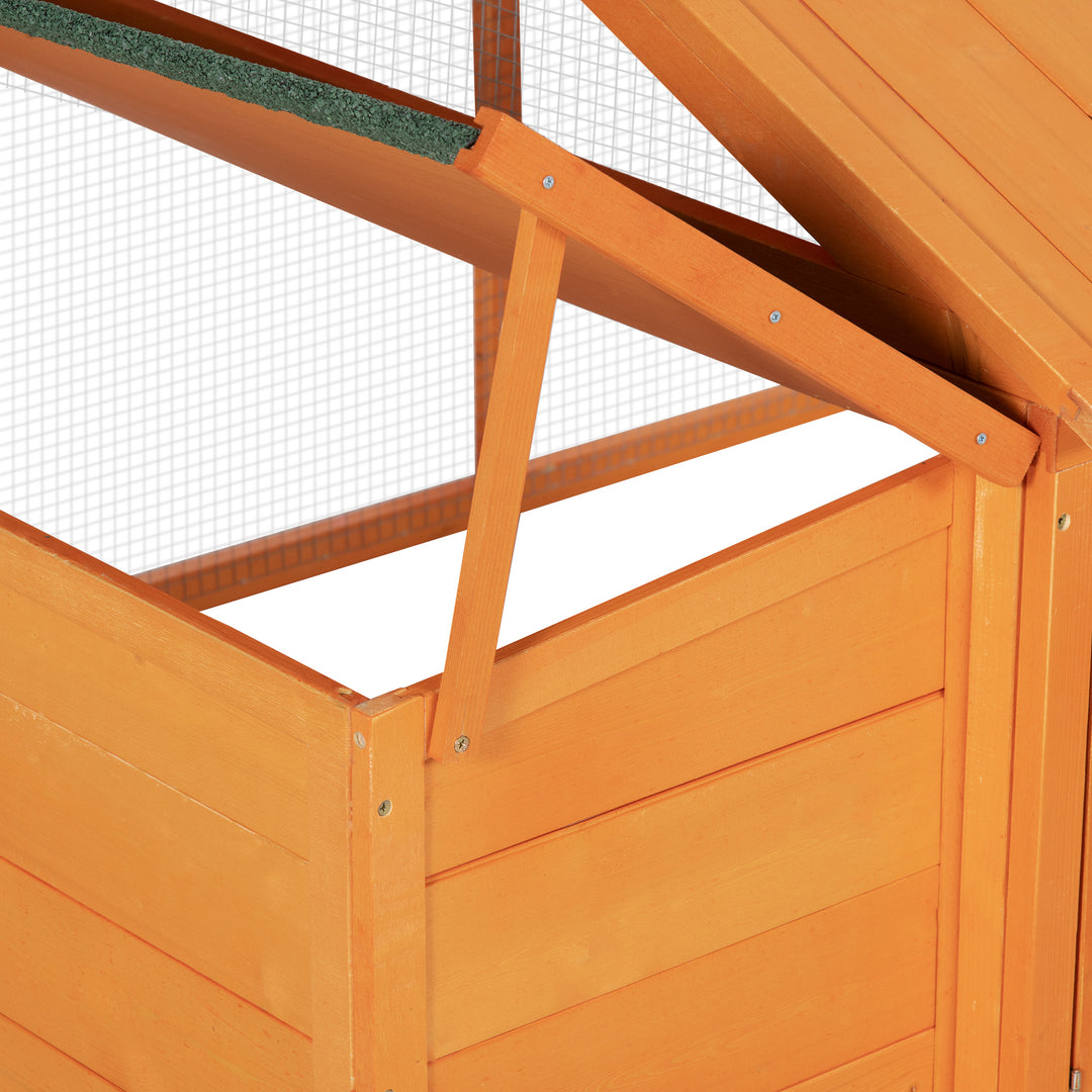 PawHut Wooden Chicken Coop with Nesting Box, Openable Roof, for 4-8 Chickens, Ducks, Orange | Aosom UK